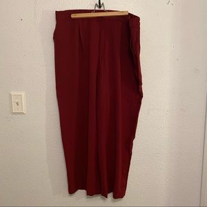 Maroon Pants with Button Detail on the Bottom